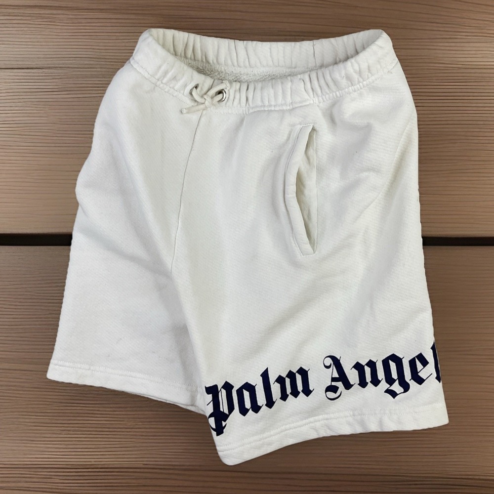 Palm Angels Fleece Shorts Youth Kids Sz 10 Sweats White Cotton Graphic Logo